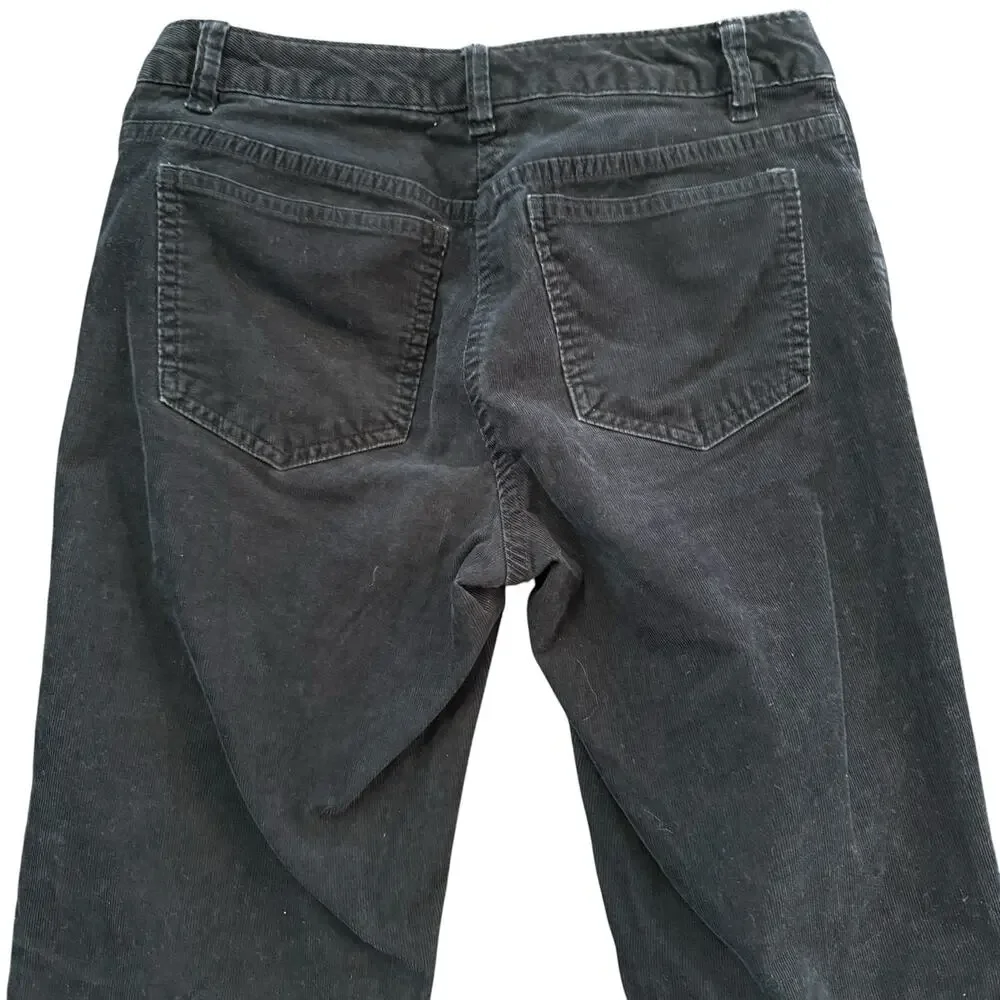 Lands End Women’s black corduroy pants, straight leg, stretch, Size 4